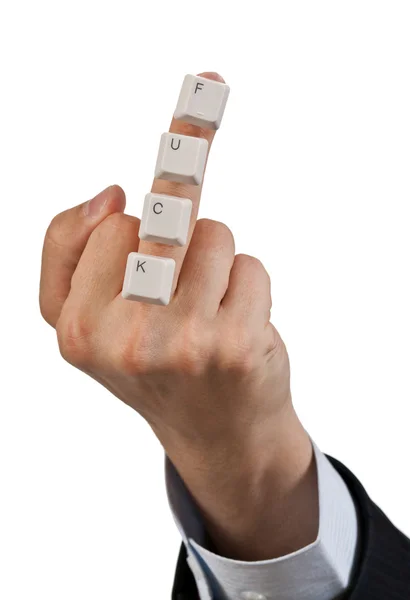 Man's hand with the words FUCK — Stock Photo, Image