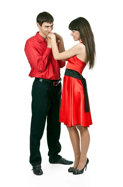 Uomo baciare la mano della donna — Foto Stock
