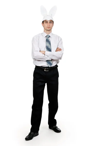 Businessman with rabbit ears — Stock Photo, Image