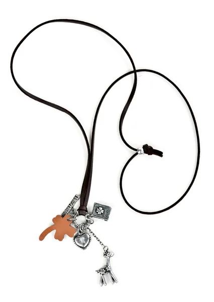 Necklace with leather strap — Stock Photo, Image