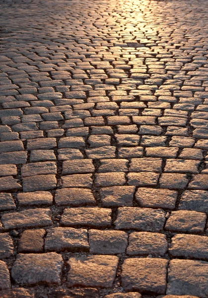 Кам'яний тротуар у вечірньому сонячному світлі — стокове фото