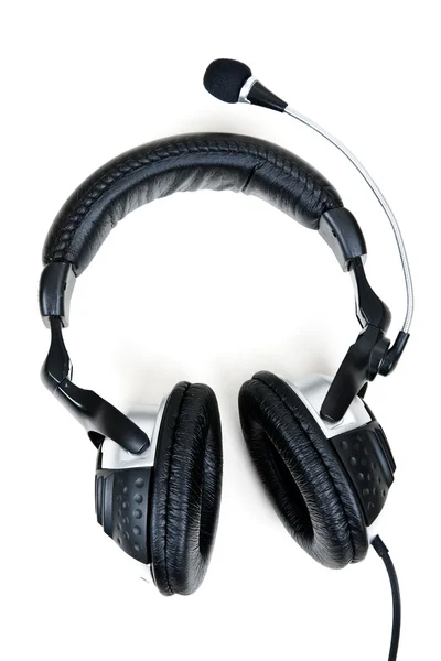 Headset de couro com microfone — Fotografia de Stock