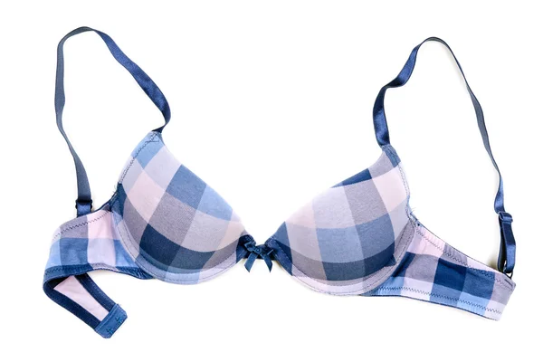 Blue checkered bra — Stock Photo, Image