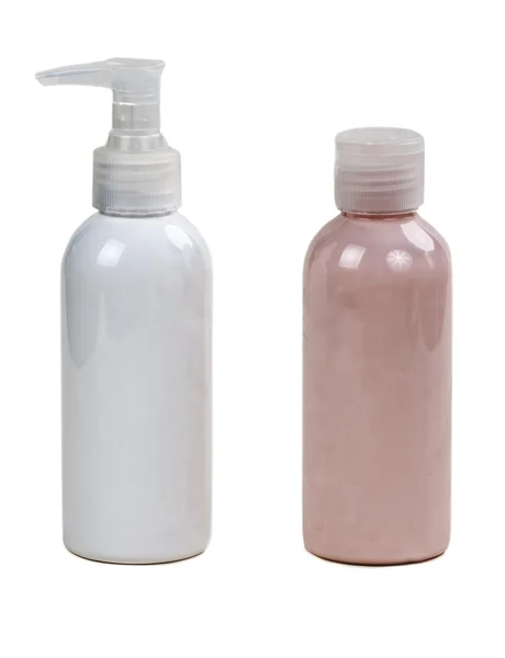 Due bottiglie di plastica trucco — Foto Stock