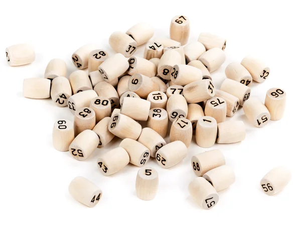 Wooden barrels with lotto numbers — Stock Photo, Image
