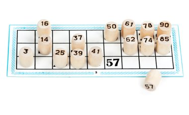 Wooden barrels lotto numbers on the card carton clipart