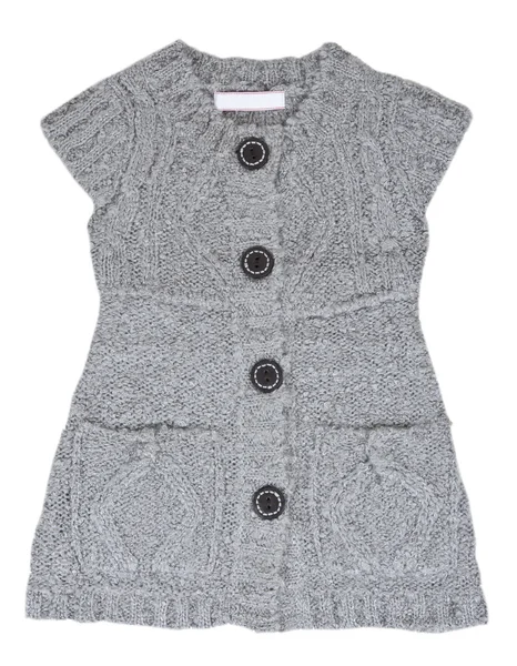 Grey knitted waistcoat with the buttons — Stock Photo, Image