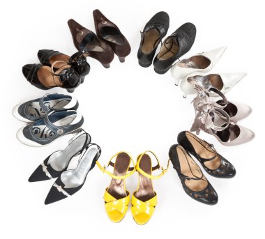 Stylish women's shoes are round clipart