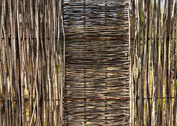 Woven wooden fence — Stok fotoğraf