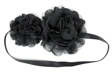 Black fabric flower with crystals clipart