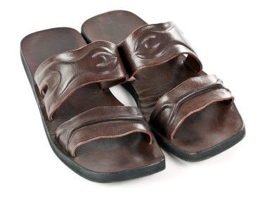 A pair of leather slippers for men clipart