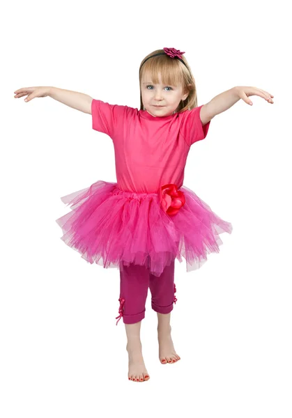 핑크 드레스를 입은 어린 소녀 — 스톡 사진