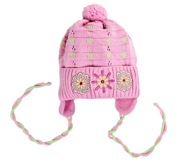 Cappello bambino in maglia con motivo floreale — Foto Stock