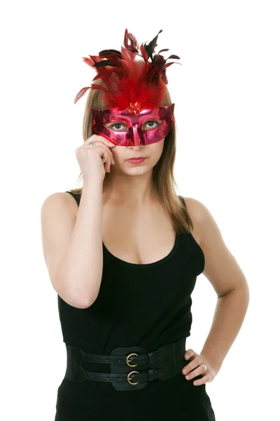 Κορίτσι με το κόκκινο μασκάρεμα μάσκα — Φωτογραφία Αρχείου