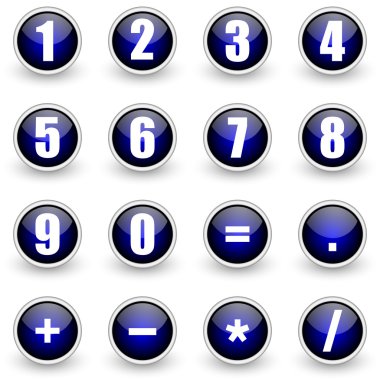 Numbers blue button set clipart