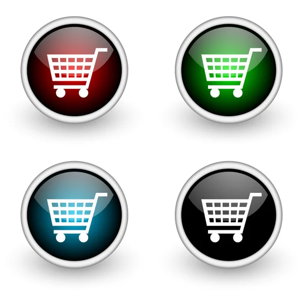 Jogo de botão colorido de compras — Fotografia de Stock