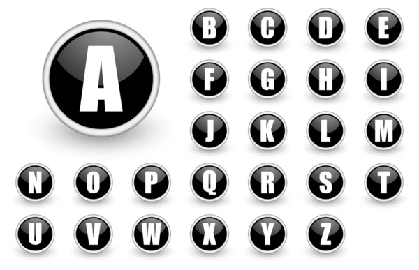 アルファベットの黒いボタン セット — ストック写真