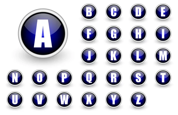 アルファベット青いボタン セット — ストック写真