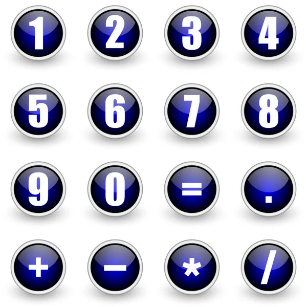 Numery niebieski przycisk zestaw — Zdjęcie stockowe