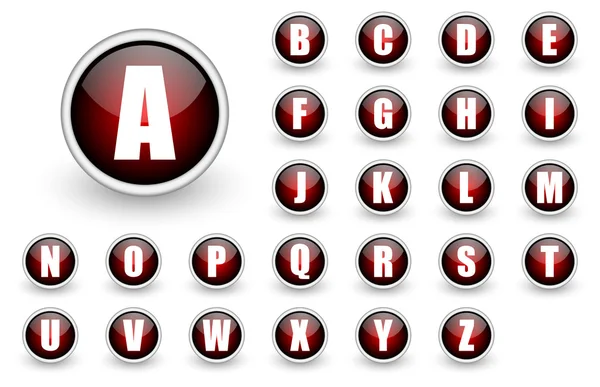 アルファベット赤いボタン セット — ストック写真