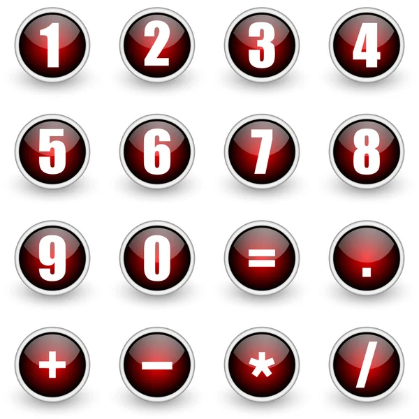 Números conjunto de botones rojos — Foto de Stock