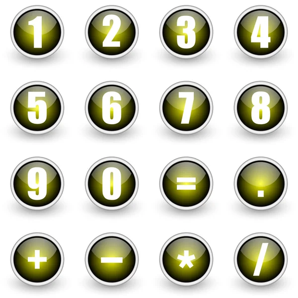Αριθμοί κίτρινο κουμπί σύνολο — Φωτογραφία Αρχείου