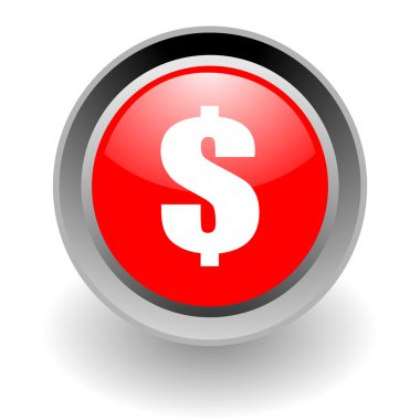 Us dollar steel glossy icon clipart