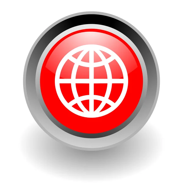 Global steel glosssy icon — Stock Photo, Image