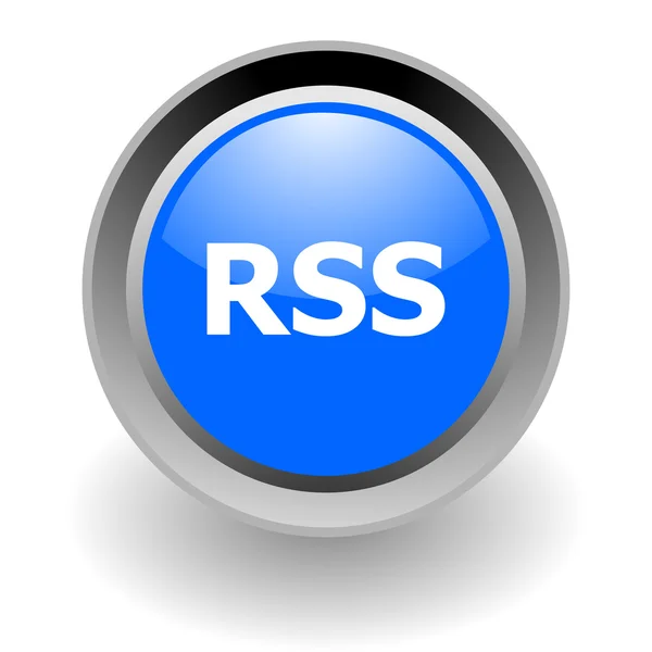 Glosssy ikona RSS ze stali — Zdjęcie stockowe