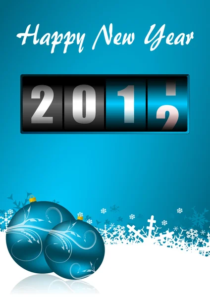 Feliz ano novo ilustração com balcão e bolas de Natal — Fotografia de Stock