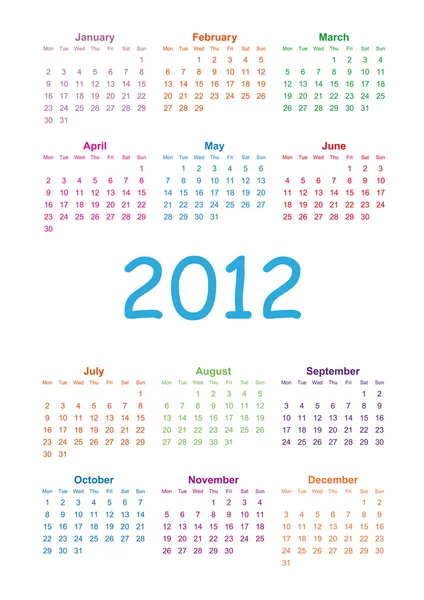 Calendário 2012 —  Vetores de Stock