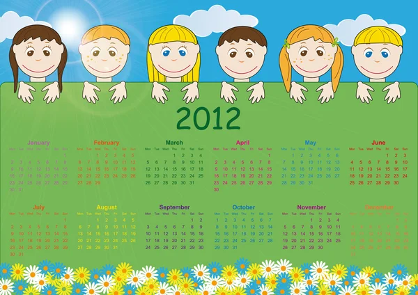 Kids calendar — Stock Vector