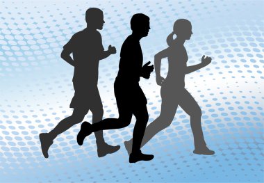 Runners on the abstract background clipart