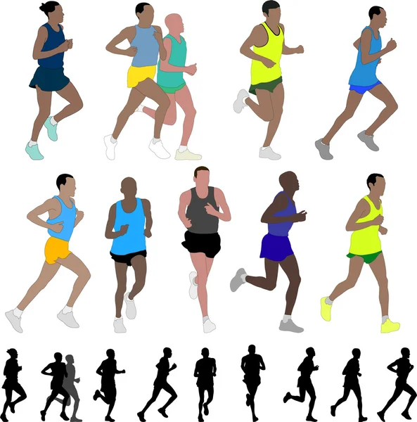 Biegacze maratońscy — Wektor stockowy