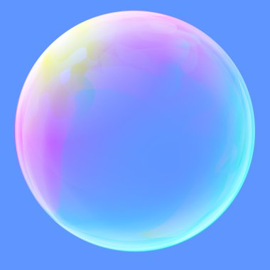 Soap Bubble ball translucent colored as rainbow. Clear sphere concept. clipart