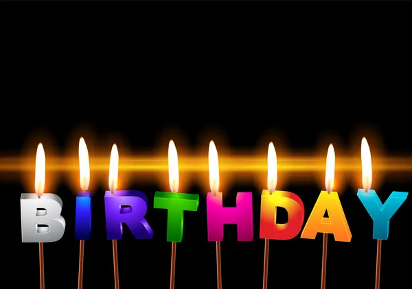 Brennende Kerzen mit den Worten "Geburtstag" — Stockvektor