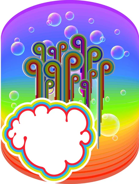 カラフルな虹の背景上の泡 — ストックベクタ