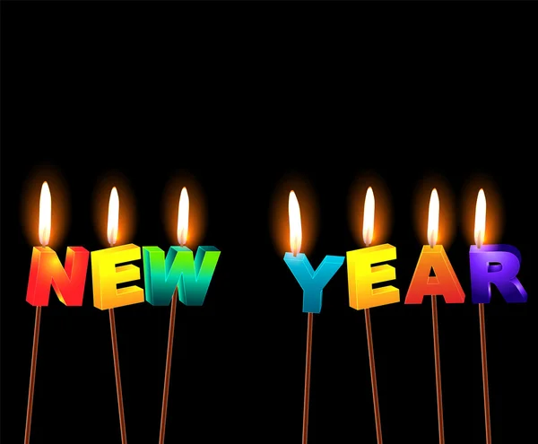 Velas ardientes con las palabras "Año Nuevo " — Archivo Imágenes Vectoriales