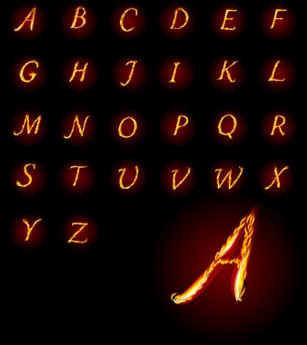 ABC Fire letters. Vector illustration clipart