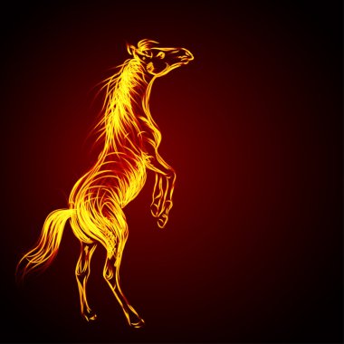 Fiery stallion. Horse clipart