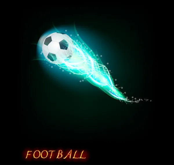 Pelota de fútbol sobre fondo oscuro — Vector de stock