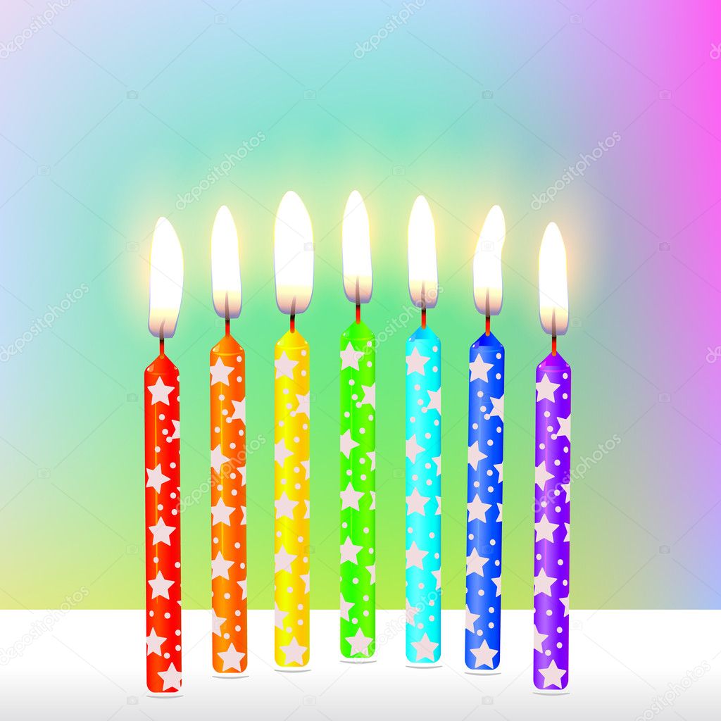 Birthday candles on colorful background