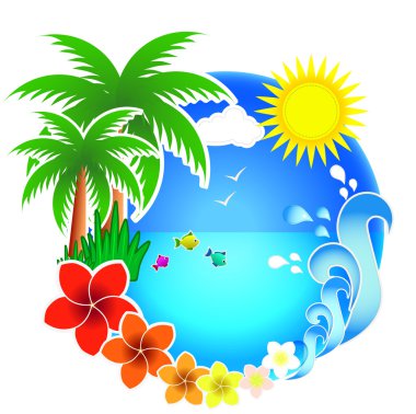 Tropic beach palms clipart