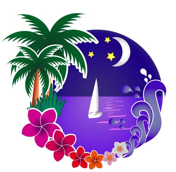Παραλία τροπικά palms — Διανυσματικό Αρχείο