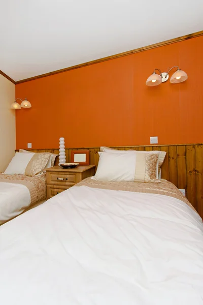 Orangefarbene Schlafzimmer — Stockfoto