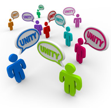 Unity - Talking in Speech Bubbles Pledging Teamwork clipart