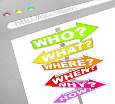 Question SIgns Online - Web Screen Who What Where clipart