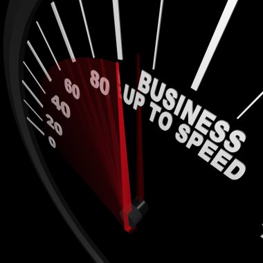 Business Up to Speed - Speedometer Measures Growth clipart