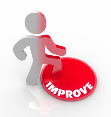 Improve - Person Steps on Button and Changes Growth clipart