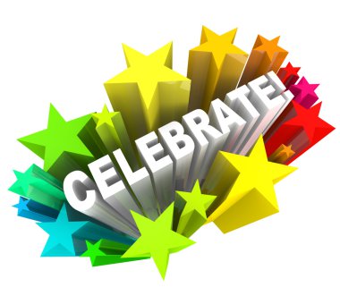 Celebrate - Word in Stars Shooting for Excitement clipart